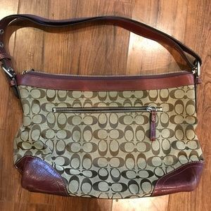 Coach logo Burgundy tan purse